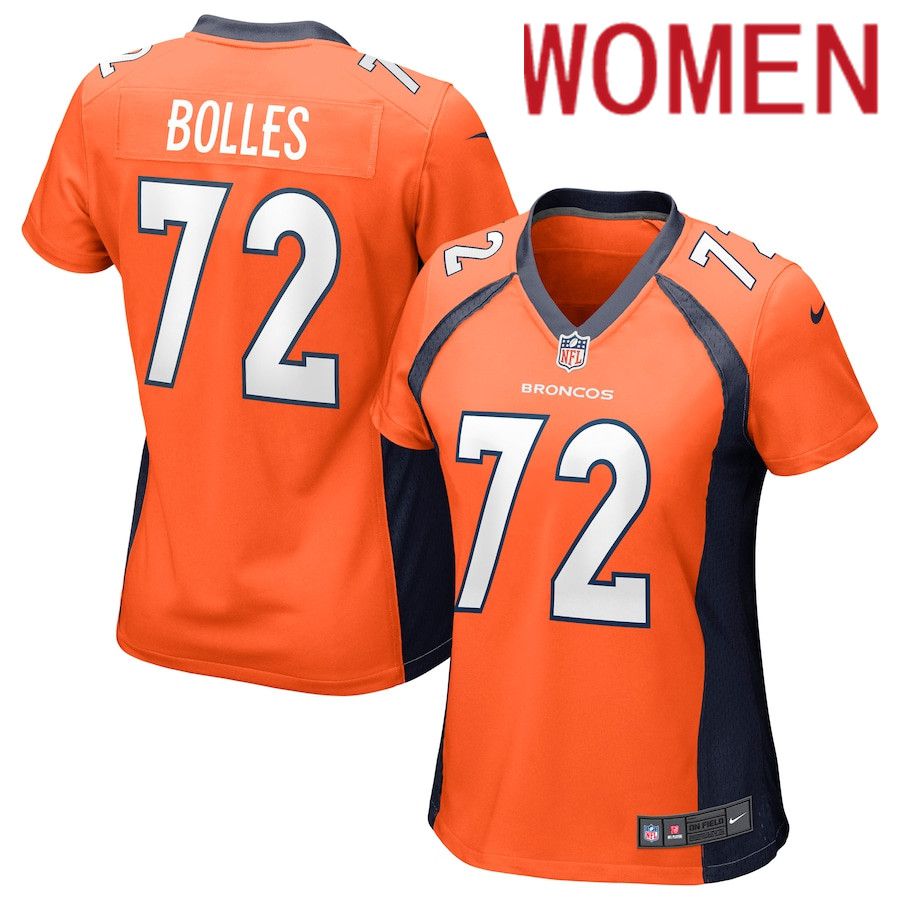 Women Denver Broncos #72 Garett Bolles Nike Orange Game NFL Jersey